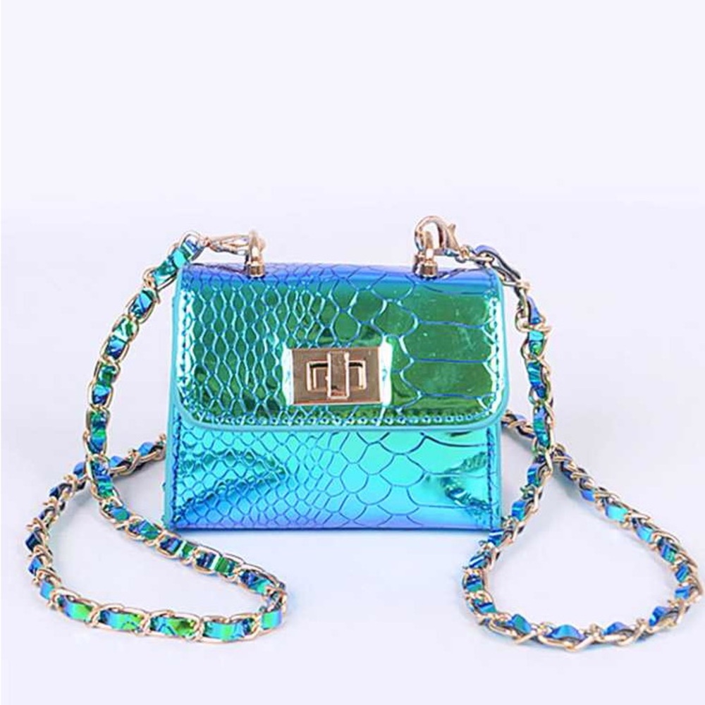 Holographic Snake Print Mini Swing Bag